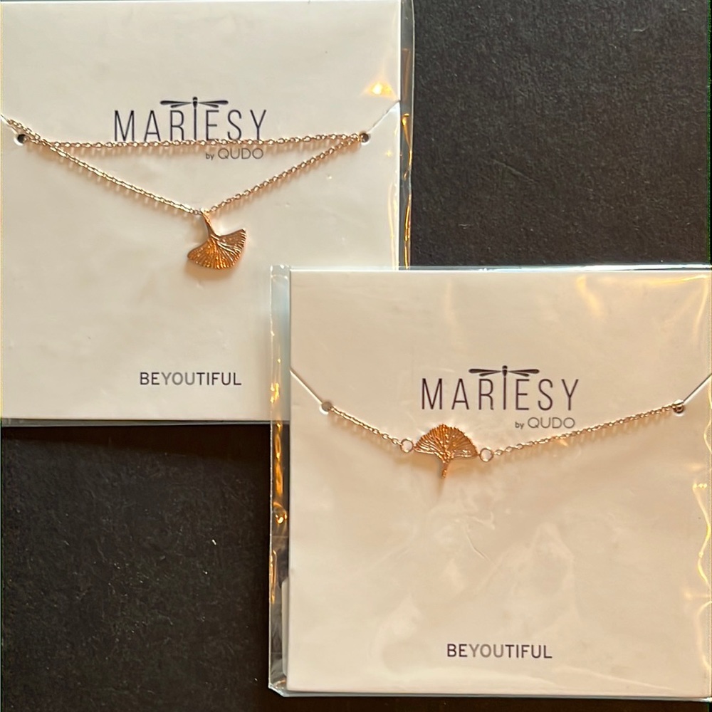ginkgo leaf on adjustable necklace/dainty rose gold chain-BRACELET available-NWT